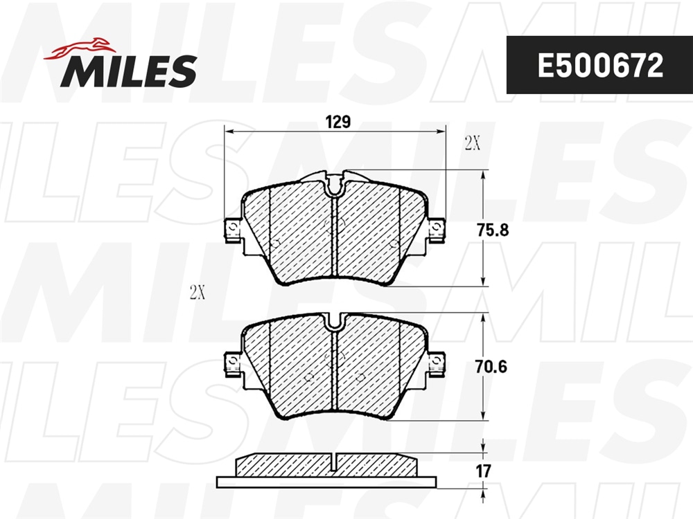 MILES E500672 Колодки тормозные передние (Смесь CERAMIC серия PRO) BMW X1 F48/ 2 F45/46 (TRW GDB2098) E500672