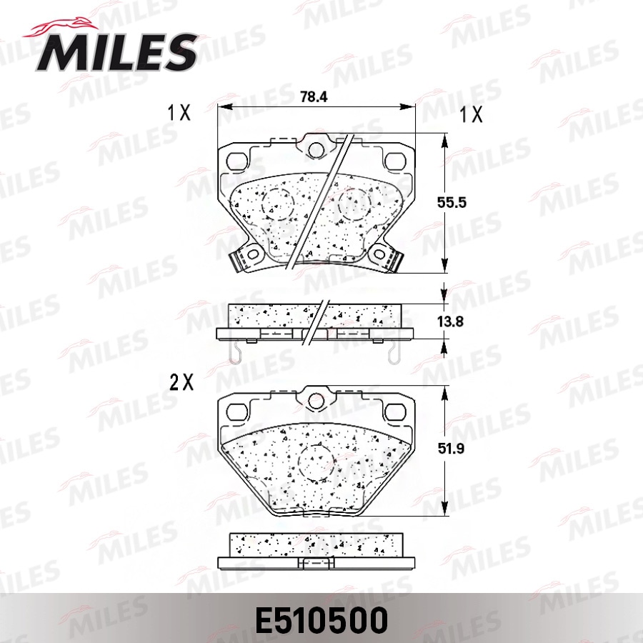 MILES E510500 Колодки тормозные TOYOTA CELICA 99-/COROLLA 00-/PRIUS 00-/YARIS 99- зад. Ceramic PRO