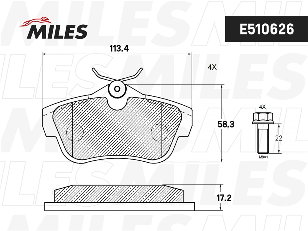 MILES E510626 Колодки тормозные задние (Смесь CERAMIC серия PRO) CITROEN JUMPY/FIAT SCUDO/PEUGEOT EXPERT 07- (TRW GDB1740) E510626