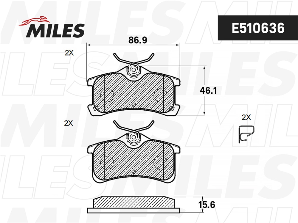 MILES E510636 Колодки тормозные TOYOTA AVENSIS 1.6-2.0 97-03/COROLLA 00-02 зад. Ceramic PRO