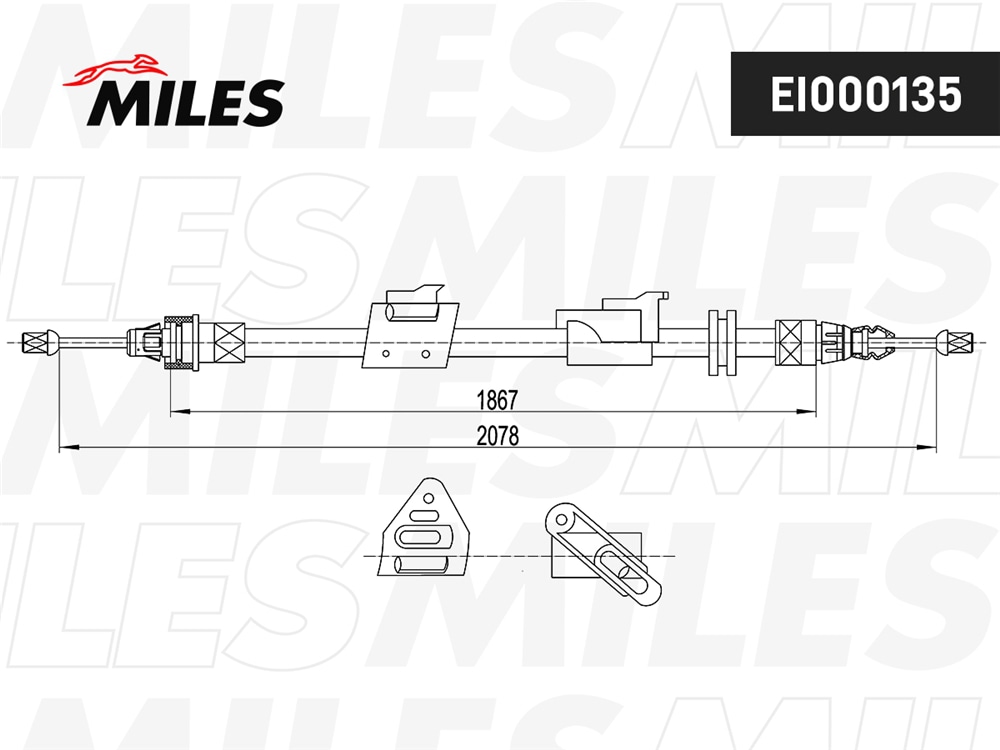 MILES EI000135 Трос стояночного тормоза левый FORD GALAXY 07-/MONDEO 06-/S-MAX 07- EI000135