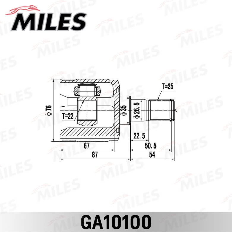 MILES GA10100 ШРУС внутренний Hyundai Accent 99-10 / Getz 04-10 / Verna 99- MT. (GSP 624009) GA10100