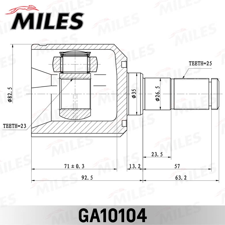 MILES GA10104 ШРУС HYUNDAI TUCSON 04-06 внутр.