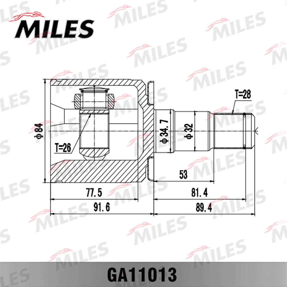 MILES GA11013 ШРУС внутренний левый MITSUBISHI Pajero II V14W-V55W 91-04 GA11013