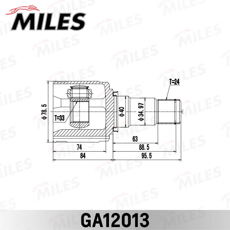 MILES GA12013 ШРУС внутренний правый MITSUBISHI Lancer 07 GA12013