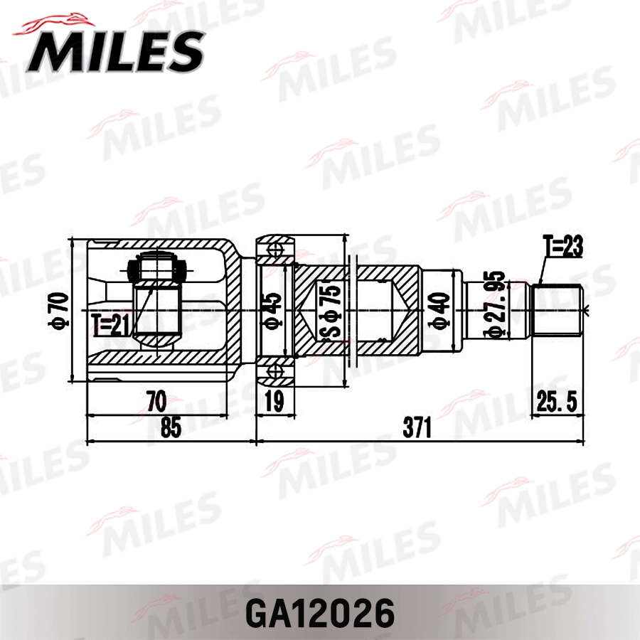 MILES GA12026 ШРУС внутренний правый FORD FIESTA/FUSION (CBK) 2001-2008 GA12026