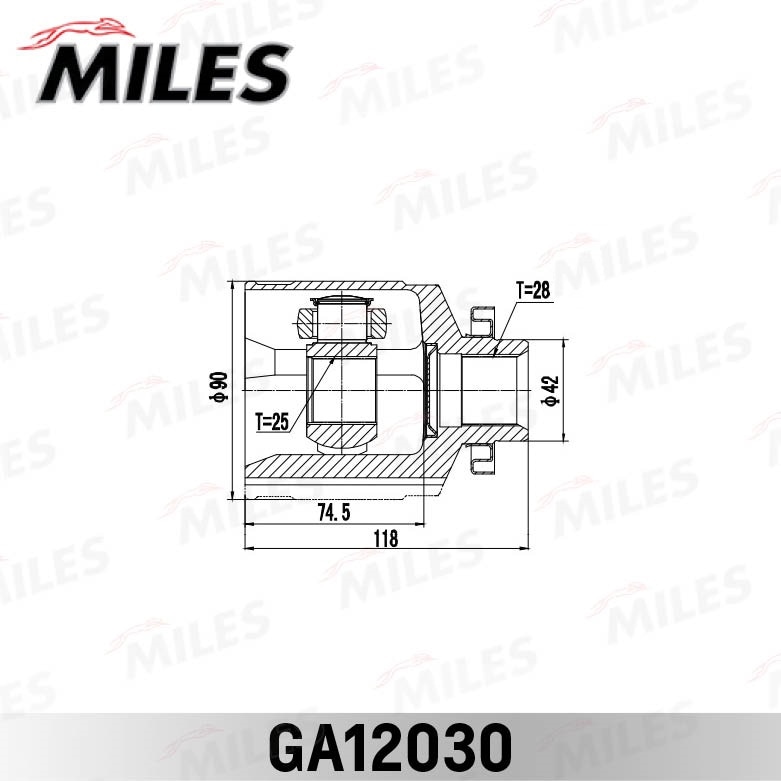 MILES GA12030 ШРУС KIA OPTIMA/MAGENTIS 09 09- (GEN) внутр.прав.