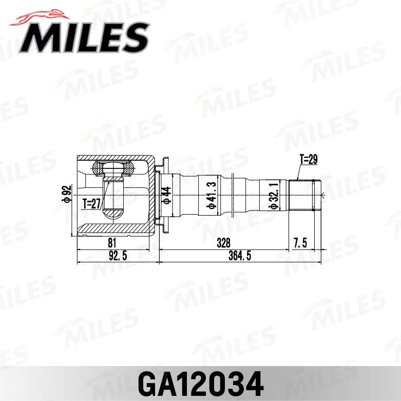 MILES GA12034 ШРУС внутренний правый LAND ROVER DISCOVERY IV 2010-2016 GA12034