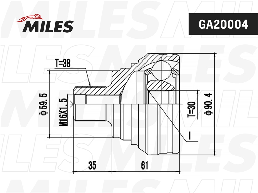 MILES GA20004 ШРУС AUDI 100 2.0-2.6 90-94 нар.