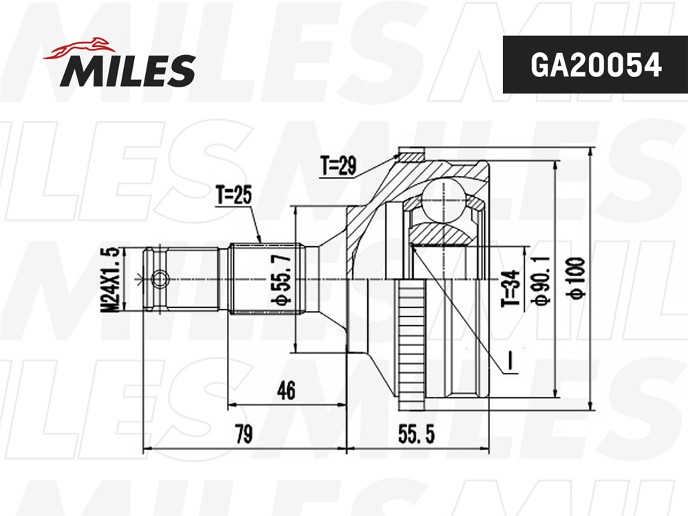 MILES GA20054 ШРУС CITROEN BERLINGO/PEUGEOT PARTNER 1.8-2.0 96- нар. (ABS)