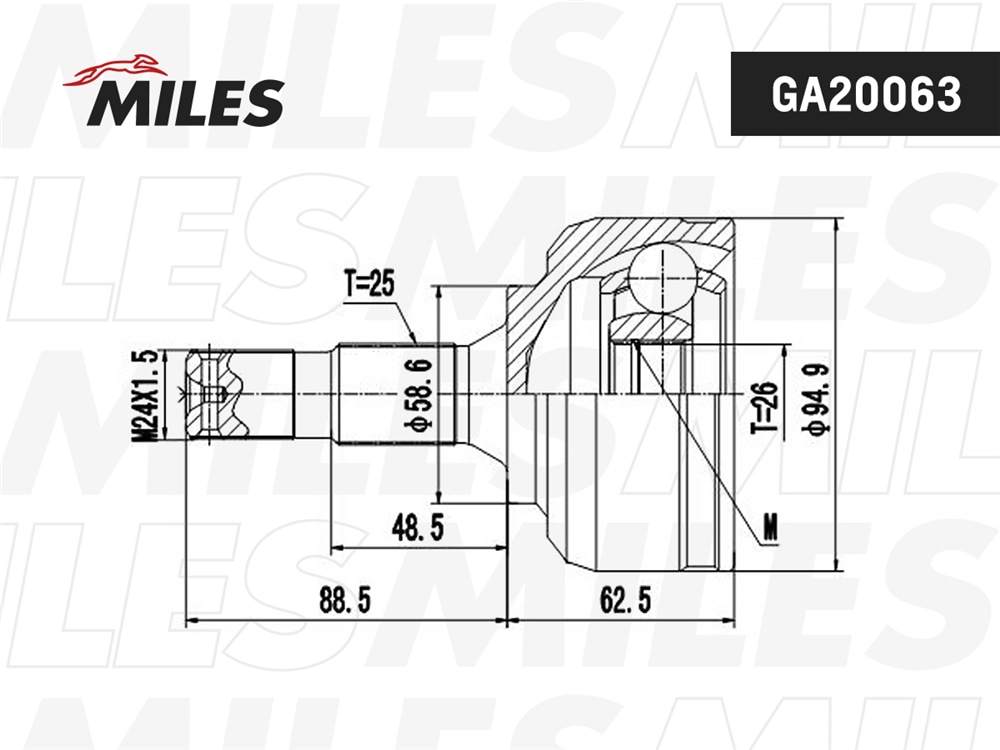 MILES GA20063 ШРУС CITROEN C5 2.0 04- нар.