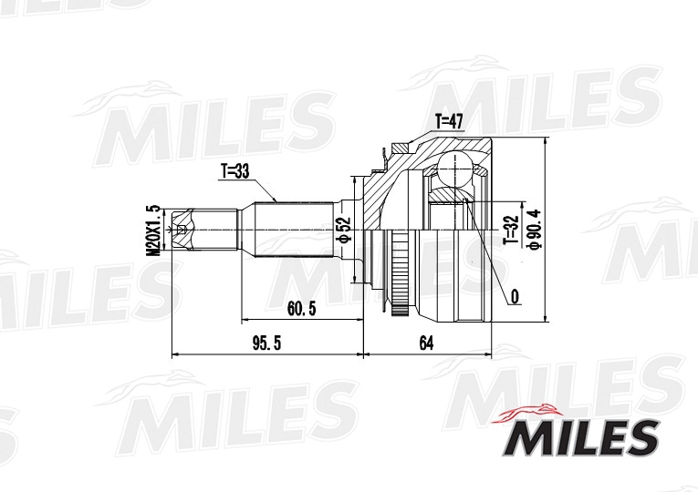 MILES GA20083 ШРУС CHEVROLET REZZO 2.0 00- нар. +ABS