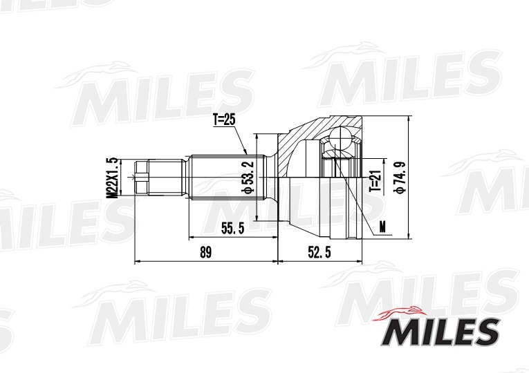 MILES GA20111 ШРУС FORD FOCUS/FIESTA/FUSION 1.4-2.0 98-04 нар.