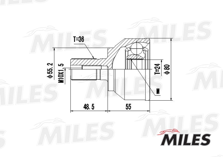 MILES GA20209 ШРУС MAZDA 3 2.3 03- нар.