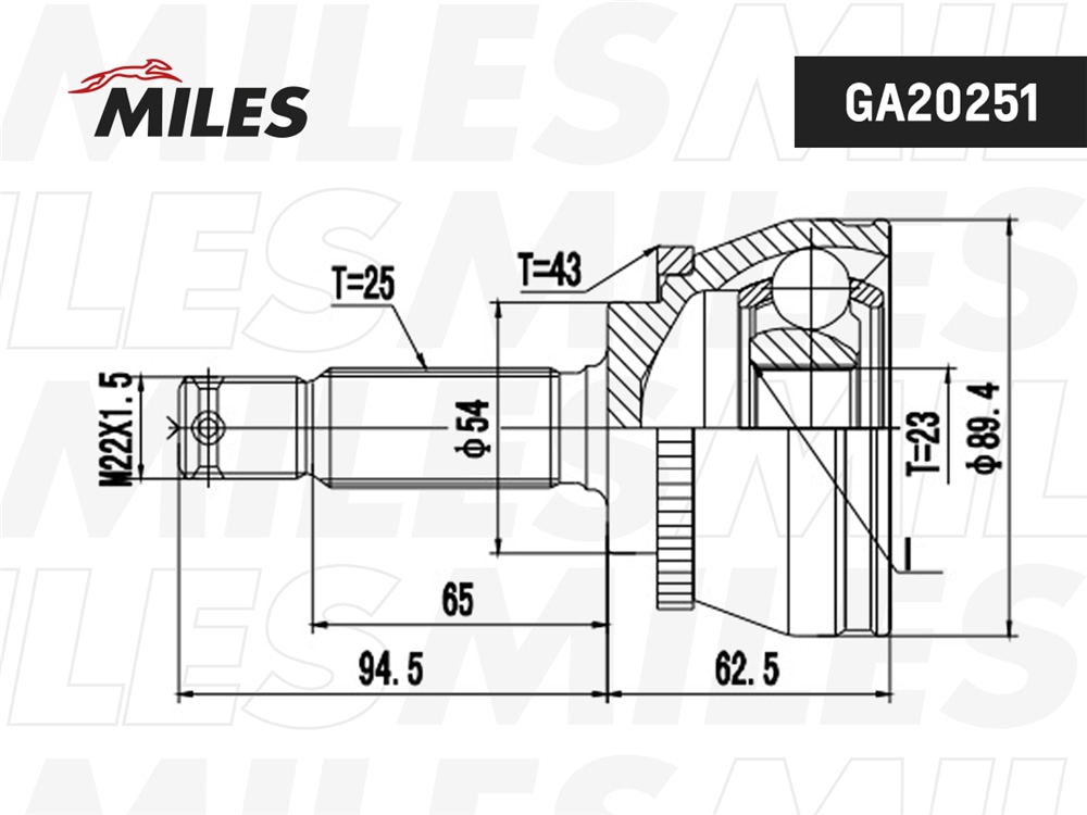MILES GA20251 ШРУС MITSUBISHI CARISMA/GALANT 1.8-2.0 95-06 нар. (ABS)
