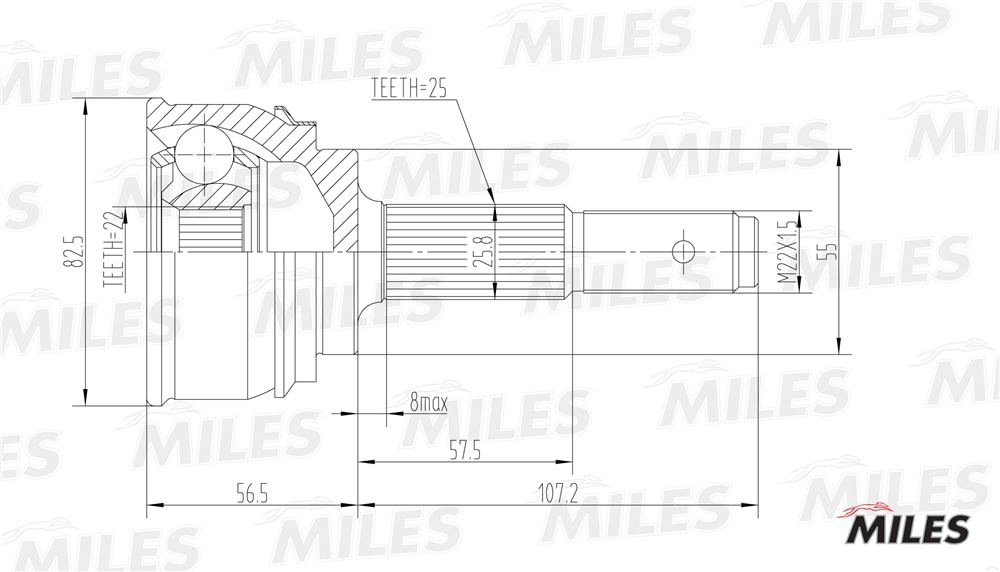 MILES GA20282 ШРУС наружный NISSAN ALMERA 1.4 95-00 (GKN 301989) GA20282