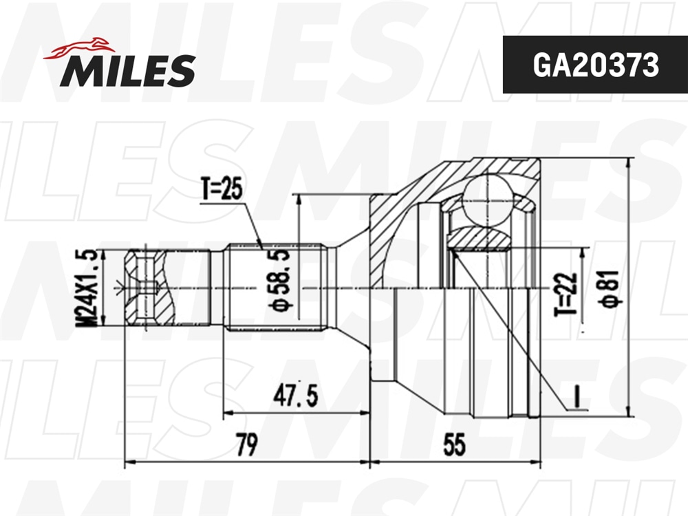 MILES GA20373 ШРУС наружный PEUGEOT 206 1.6 00- (GKN 303931) GA20373