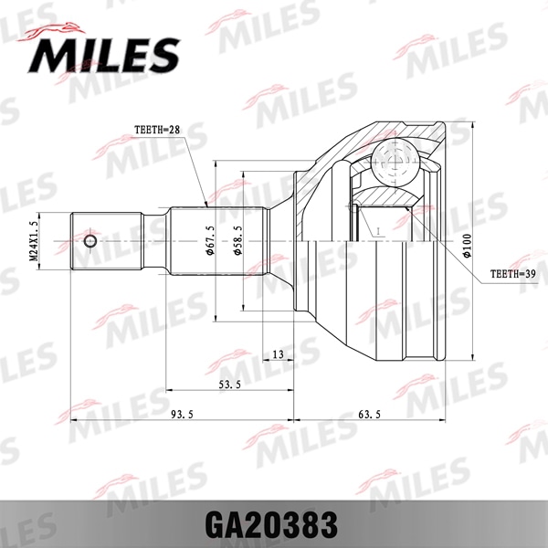 MILES GA20383 ШРУС PEUGEOT 407 2.0 04- нар.