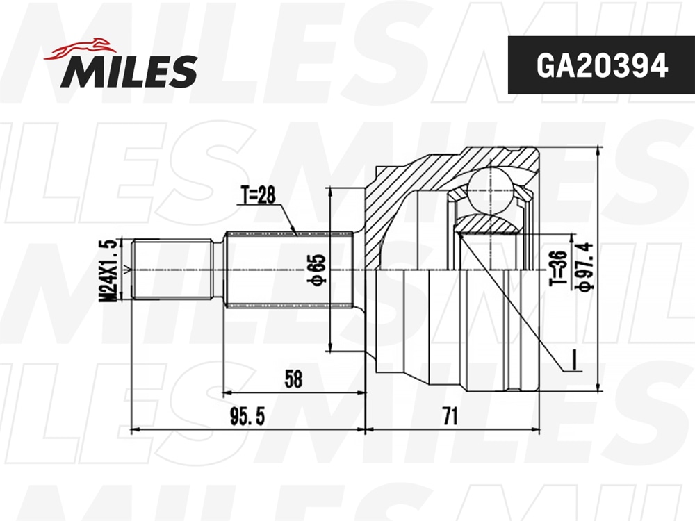 MILES GA20394 ШРУС RENAULT MASTER 1.9D-2.8D 98- нар.