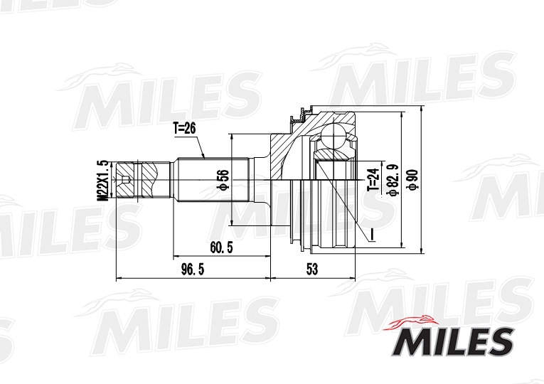 MILES GA20464 ШРУС наружный TOYOTA CAMRY/CARINA/COROLLA 1.6-2.0 83-92 (GKN 302110) GA20464
