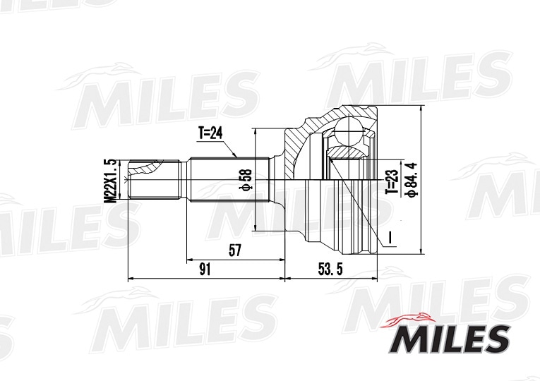 MILES GA20483 ШРУС TOYOTA ECHO/YARIS 1.5 99-06 нар.