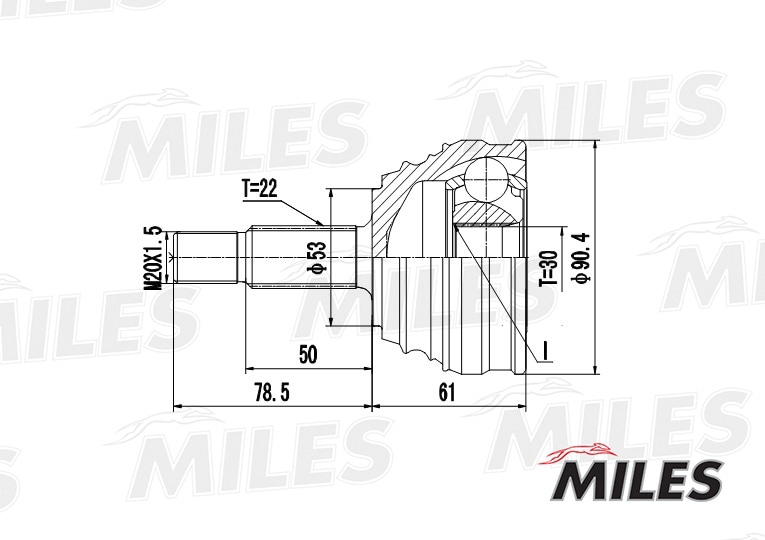 MILES GA20517 ШРУС VW GOLF III/PASSAT III-IV/CADDY II 1.6TD-2.0 88-04 нар.