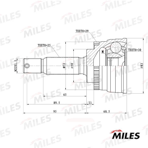 MILES GA20637 ШРУС наружный ELANTRA XD (с ABS) (GSP 839067) GA20637