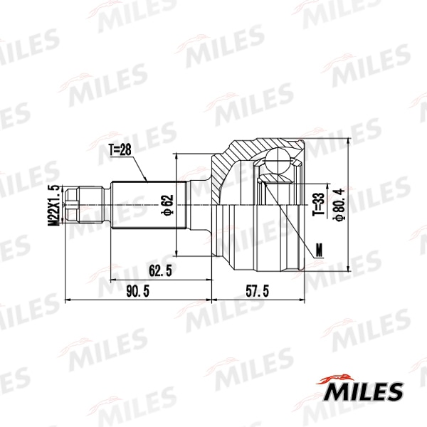 MILES GA20658 ШРУС MAZDA 6 II/ATENZA 2.0-2.5 07-12 нар.