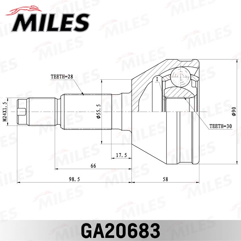 MILES GA20683 ШРУС CHERY FORA/VORTEX/ESTINA 1.6-2.0 06- нар.