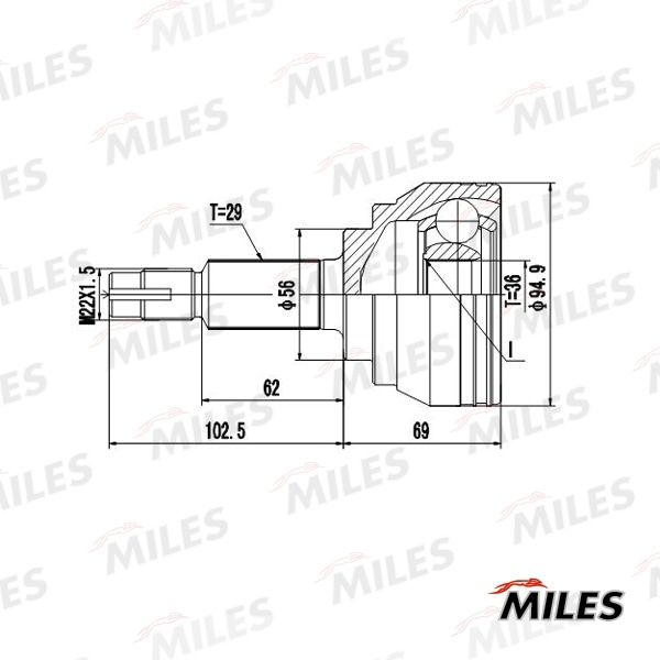 MILES GA20711 ШРУС NISSAN MURANO Z50/Z51 3.5 05- нар.пер. AWD