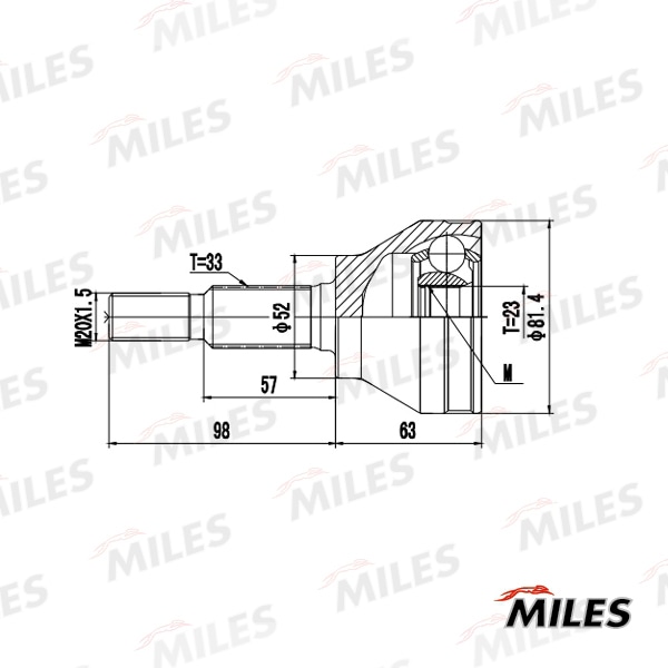 MILES GA20712 ШРУС наружный OPEL ASTRA J 1.3CDTI-1.8 10- (GKN 305861) GA20712