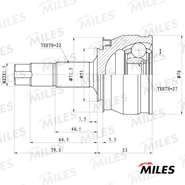 MILES GA20718 ШРУС OPEL CORSA D/FIAT GRAND PUNTO 1.0-1.2 05- нар.