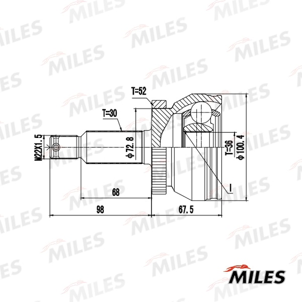 MILES GA20727 ШРУС наружный HYUNDAI SANTA FE II/KIA SORENTO II 2.0CRDI-2.7 04- GA20727