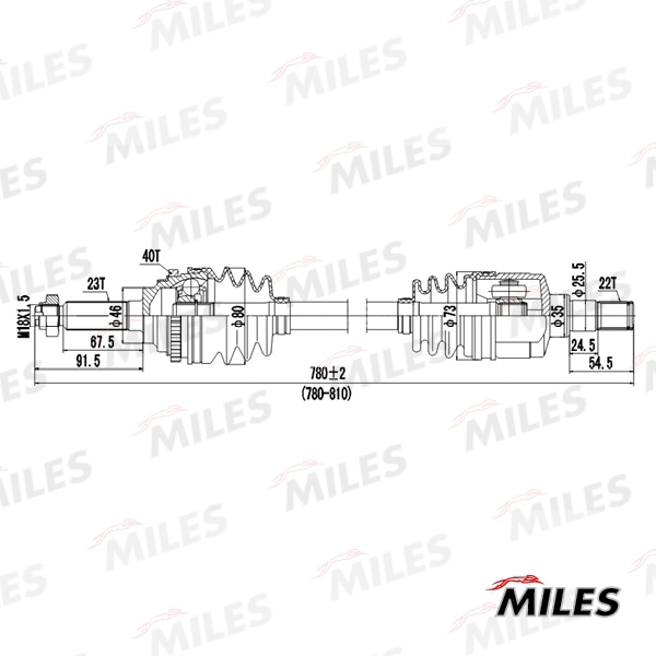 MILES GC02047 Привод в сборе DAEWOO MATIZ 0.8 08- прав. (ABS)