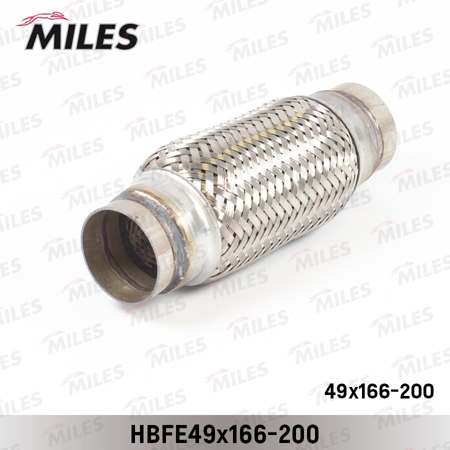 MILES HBFE49X166200 Труба гофрированная (гофра) патрубками и внутренним плетением 49X166-200 (BOSAL 265-319) HBFE49X166-200