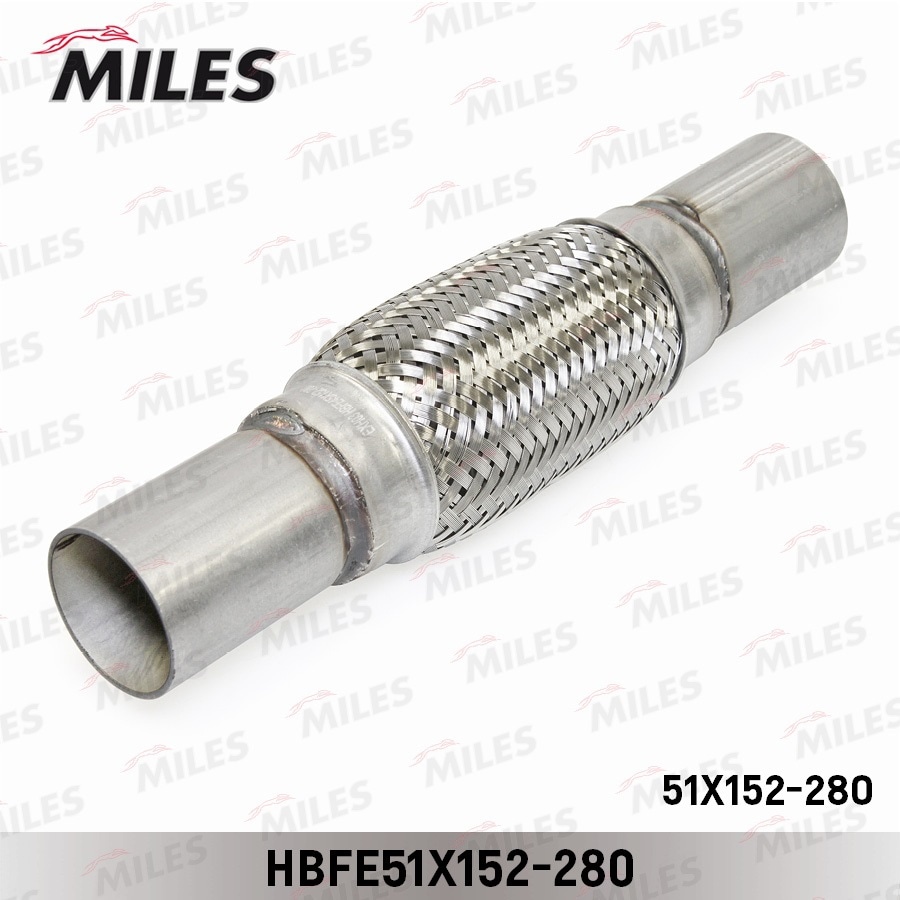 MILES HBFE51X152280 Труба гофрированная (гофра) патрубками и внутренним плетением 51X152-280 (BOSAL 265-707) HBFE51X152-280