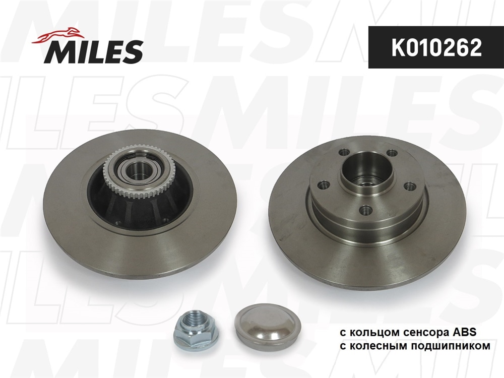 MILES K010262 Диск тормозной задний D280мм. NISSAN PRIMASTAR/OPEL VIVARO/RENAULT TRAFIC 01- (с подшипником, c ABS) (TRW DF4273BS) K010262