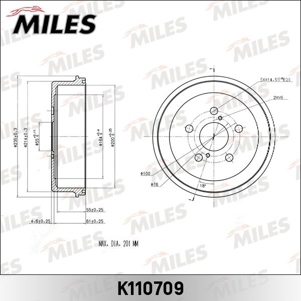 MILES K110709 Барабан тормозной TOYOTA CARINA E 93-97 K110709