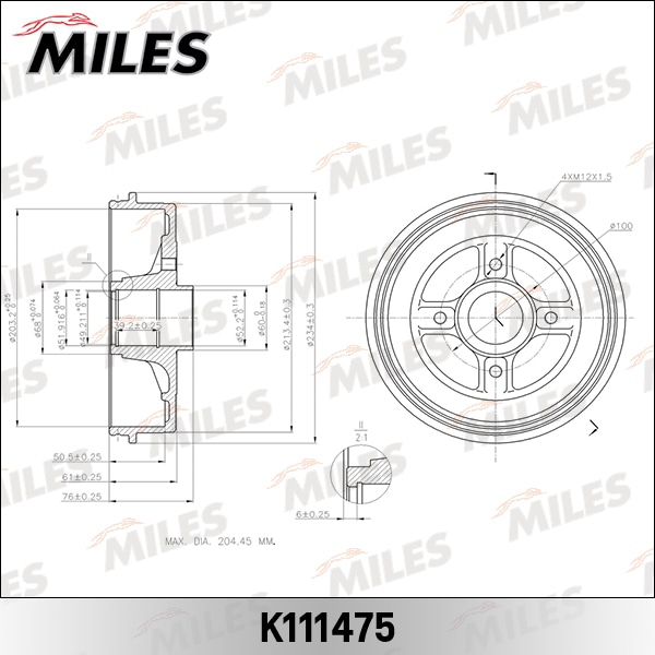 MILES K111475 Барабан тормозной
