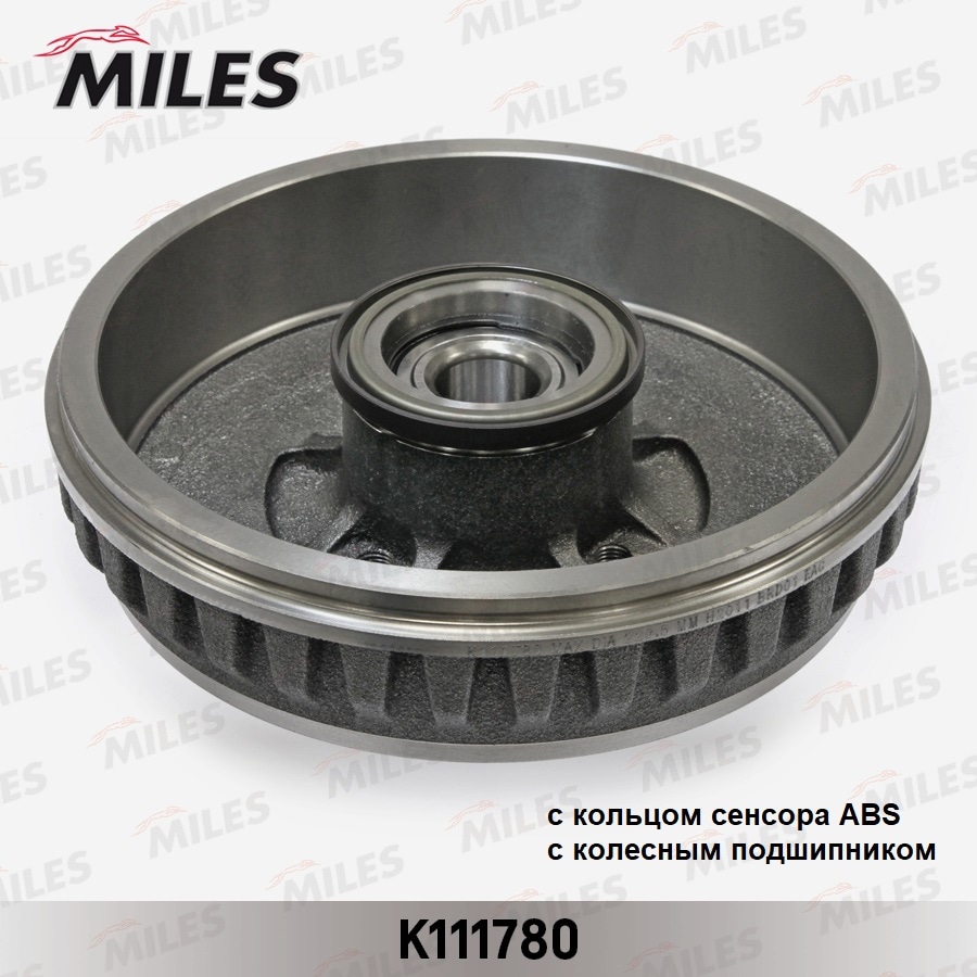 MILES K111780 Барабан тормозной LADA LARGUS D 228.6мм (с подш. и кольцом АВС)