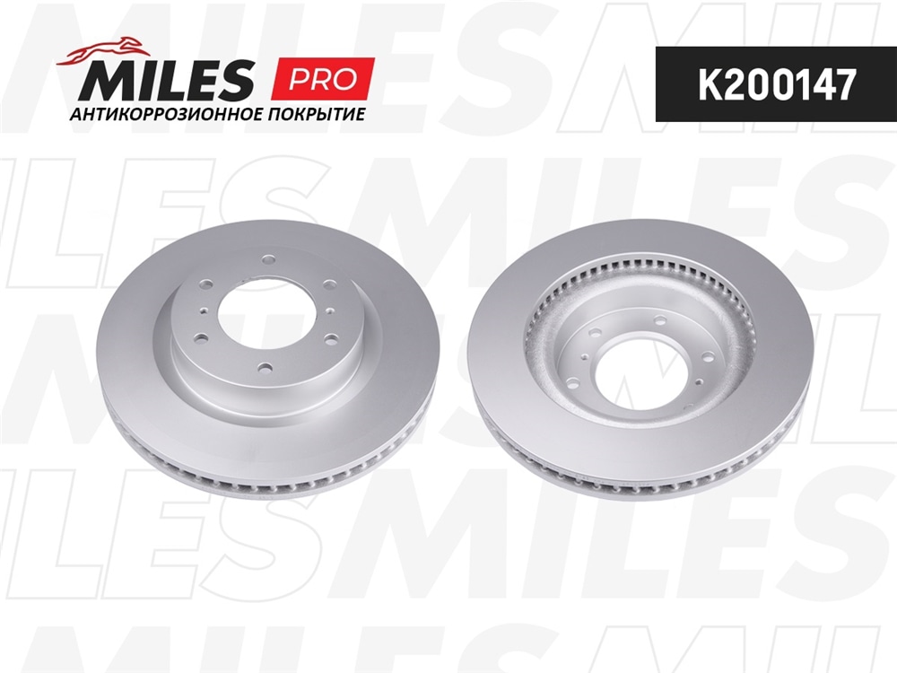 MILES K200147 Диск тормозной MITSUBISHI PAJERO IV 07- перед. (вент., D=332mm, с антикоррозионным покрытием)