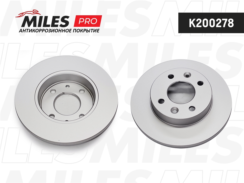MILES K200278 Диск тормозной передний (серия PRO с антикоррозионным покрытием) D238мм. RENAULT LOGAN/CLIO/MEGANE/SANDERO (TRW DF1013) K200278