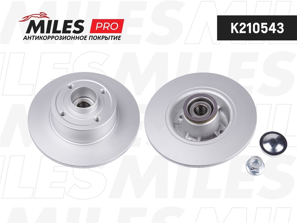MILES K210543 Диск тормозной RENAULT CLIO III 05-/MEGANE II 02- зад. (с подш.) (с покрытием) PRO