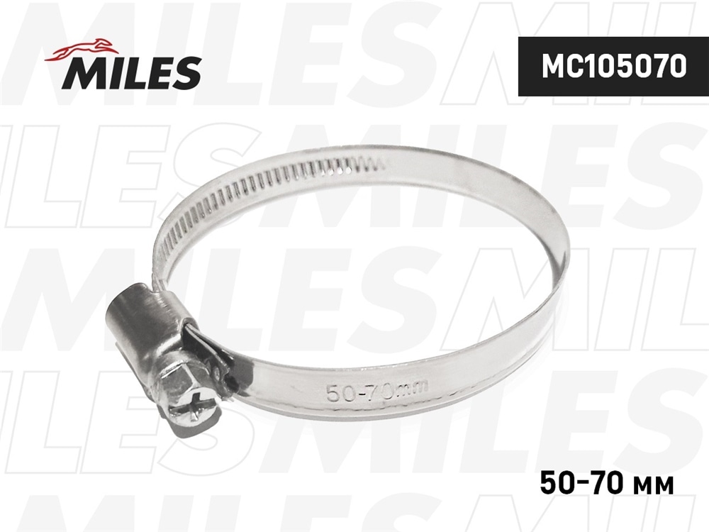 MILES MC105070 Хомут 50-70/9 мм, червячный, нерж.