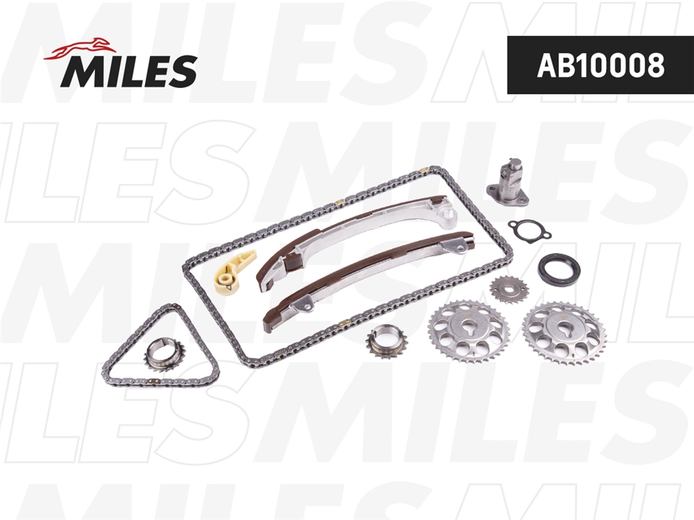 MILES AB10008 Комплект цепи ГРМ TOYOTA AVENSIS 2.0i/2.4i 16V 1AZFE/2AZFE 01- co звездочками