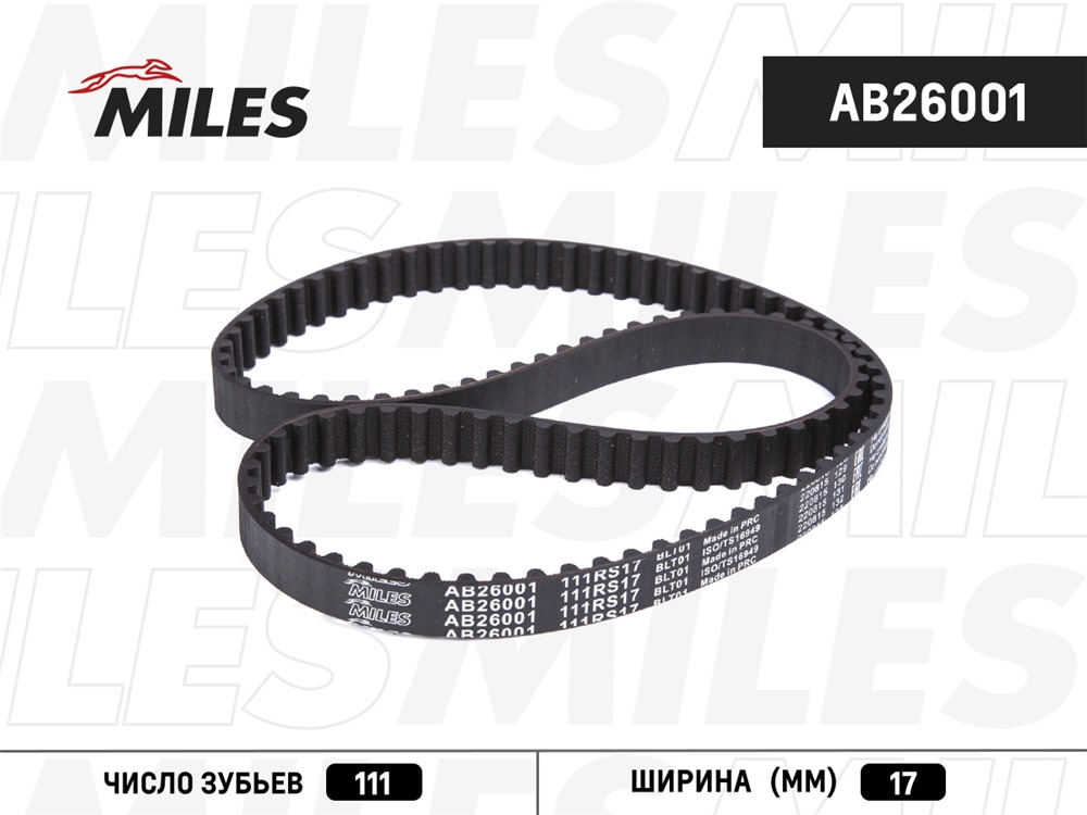 MILES AB26001 Ремень ГРМ (материал CR) 111X17 (Contitech CT874) CHEVROLET DAEWOO OPEL ZAZ AB26001