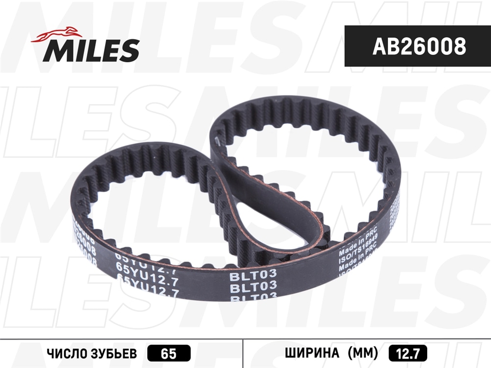 MILES AB26008 Ремень ГРМ MITSUBISHI 2.2-2.4 87-94/ HYUNDAI 1.6-2.0 90-98 (65X12.7) (Contitech CT1109) AB26008