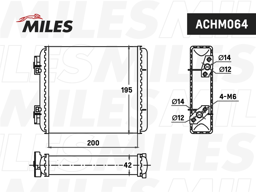 MILES ACHM064 Радиатор отопителя LADA 2104-05