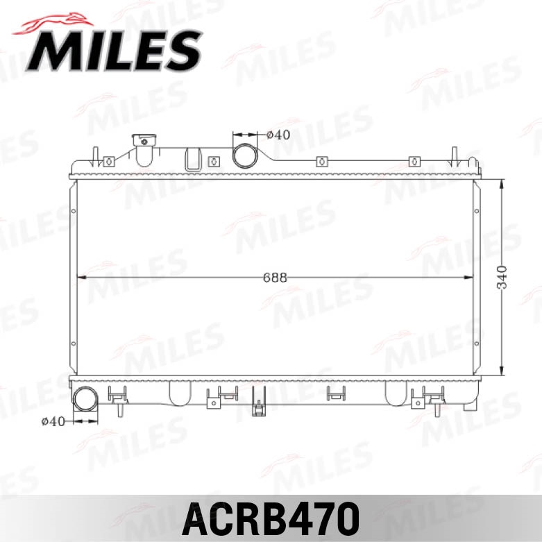 MILES ACRB470 Радиатор (паяный) SUBARU Impreza(08-16)/Forester (08-13)/Legacy/OBK(03-09)/XV(12- )  EJ15/EJ16/EJ20/EJ25 1.5/1.6/2.0/2.5 MT ACRB470