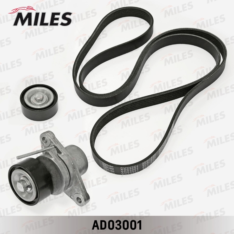 MILES AD03001 Комплект ремня приводного RENAULT LOGAN 1.6i 10- c ГУР и конд.